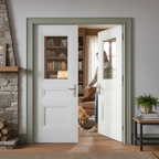 Premium Internal White Primed 2 Panel 1 Light Door Pair for Elegant Home Interiors - Image 2