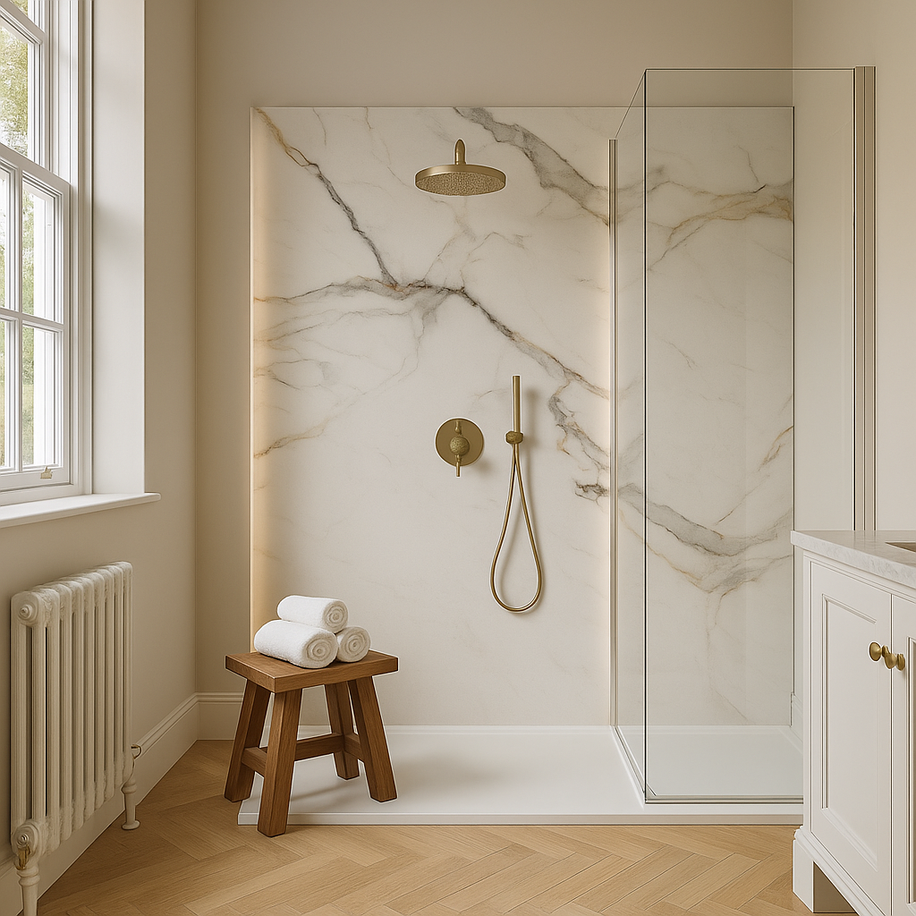 Wave Marble PVC Gloss Shower Wall Panel 2400x1000mm 100% Waterproof