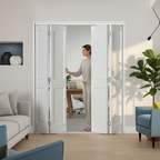 Premium 4 Leaf Bi-Folding Room Divider Set with Polished Chrome Hardware, Easy Operation, and Custom Size Options