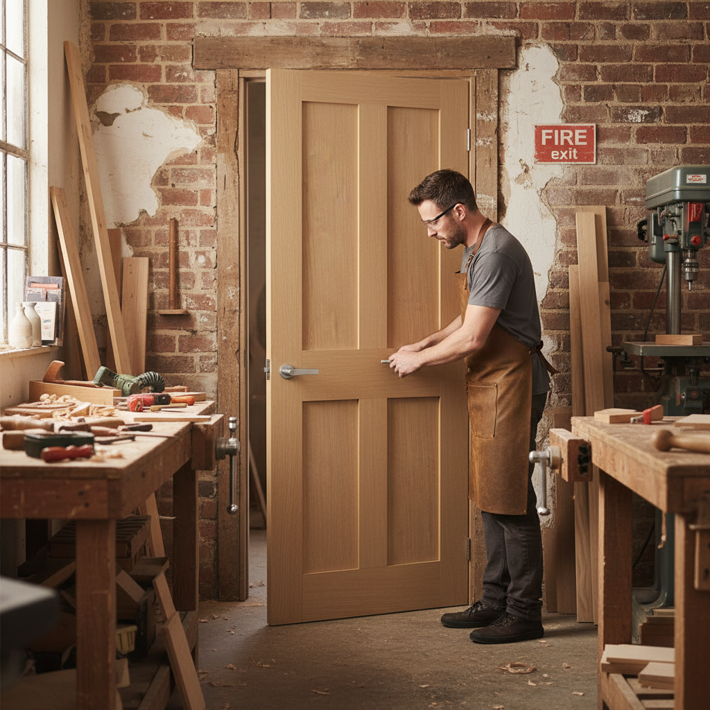 Premium Fully Finished Oak Fire Door with Clear Glazing, Engineered for Strength and Stability - 30 Minutes Fire Rated