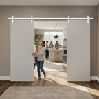 Premium Face Mounted Sliding Barn Door Track - White Powder-Coated Finish, Suitable for Door Heights with 100kg Weight Capacity and 1500mm Width - Image 2