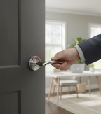 Premium Lever Door Handle on Round Rose with Curved Design for Enhanced Grip and Style