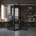 Premium High-Performance Tinted Glazed Room Divider with Bi-Folding Doors and Adjustable Frame