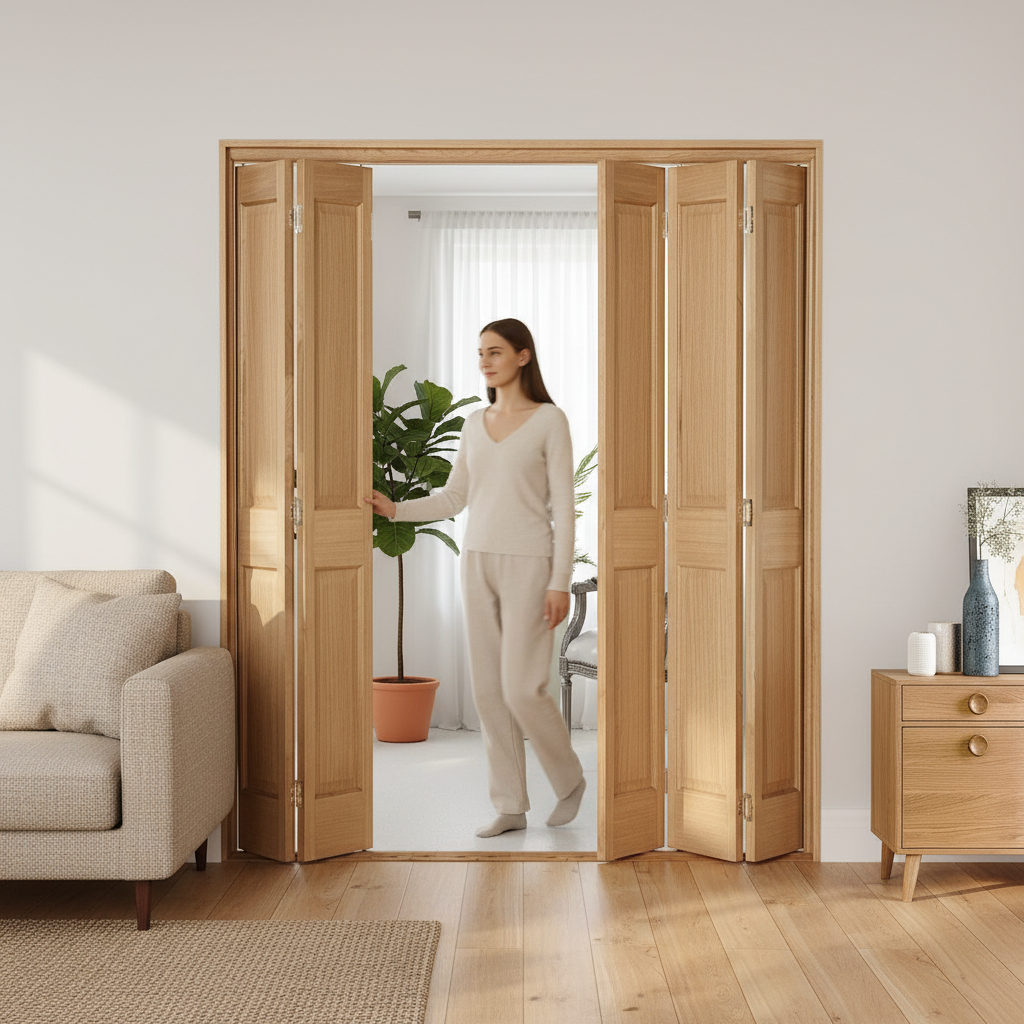 Premium 5 Leaf Bi-Folding Door Set - Elegant Slim Line Design with High-Quality Hardware and Custom Size Options