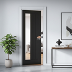 Premium Fully Finished Oak Glazed Door with Offset Clear Glass Pane for Modern Interiors