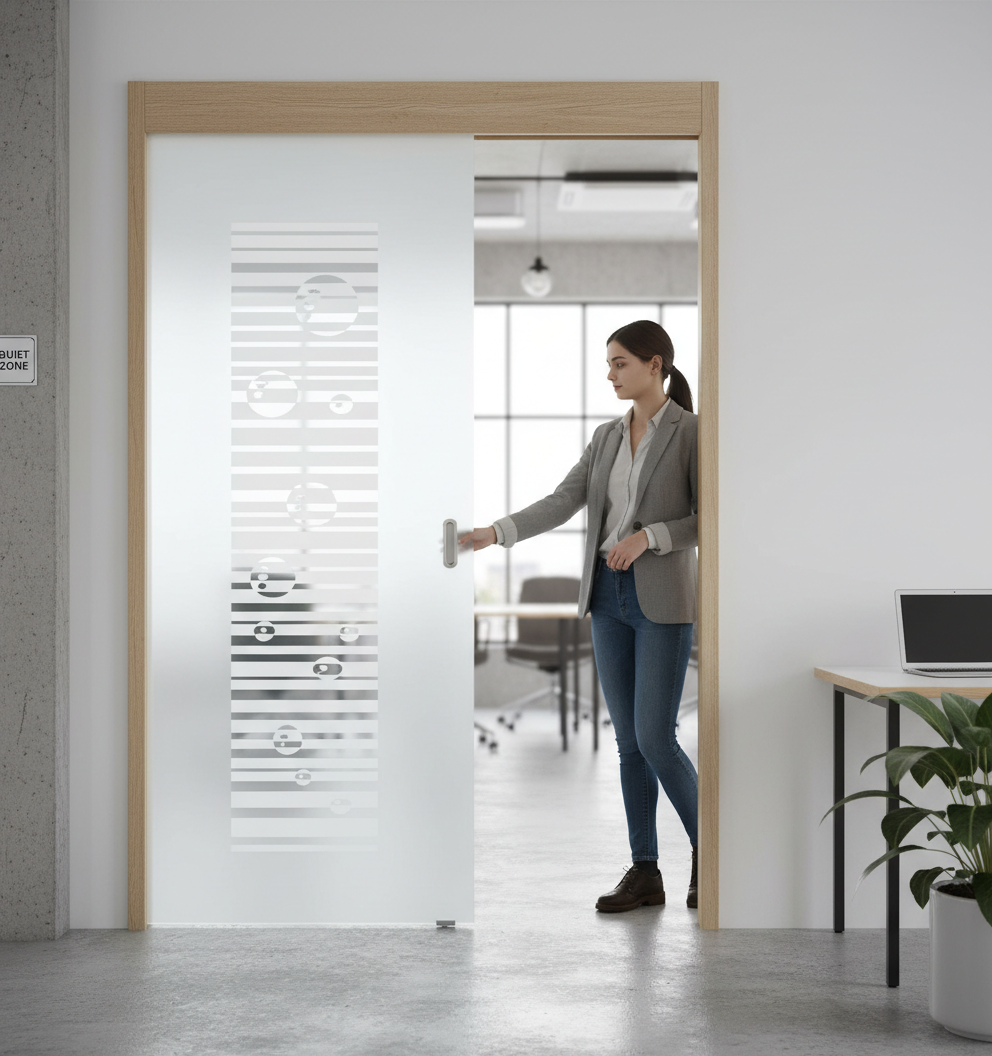 Premium Frameless Satin Glass Door with Easy-Clean Finish and 100mm Jambs for Modern Spaces
