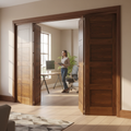 Premium Stylish Walnut Room Divider with Top Hung System and Multiple Configurations for Flexible Spaces