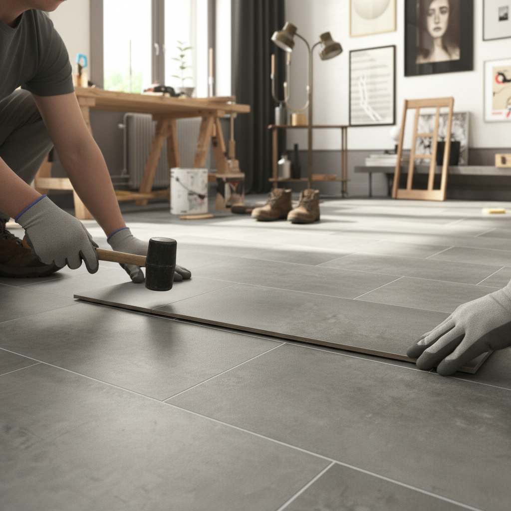 Premium Rigid Core Vinyl Flooring - 5.5mm Stone Embossed, UV Coated with Angle-Tight Click Installation for Moisture Resistance