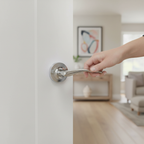 Premium Round Lever Door Handle with Polished Chrome Finish for Modern Interiors - Image 2