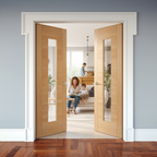 Internal Oak Fully Finished 1 Light Glazed Pair Door - Elegant Design, Durable Construction, and Professional...