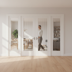 Premium Internal Room Divider Set with Etched Lined Glass Panels and Pre-Primed Frame for Elegant Living Spaces