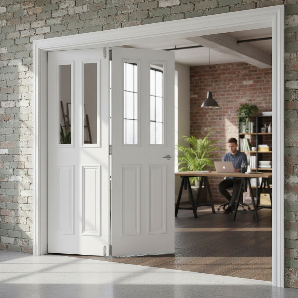 Premium Clear Glazed Bi-Folding Room Divider with Top Hung System and Multiple Configurations for Versatile Space Management