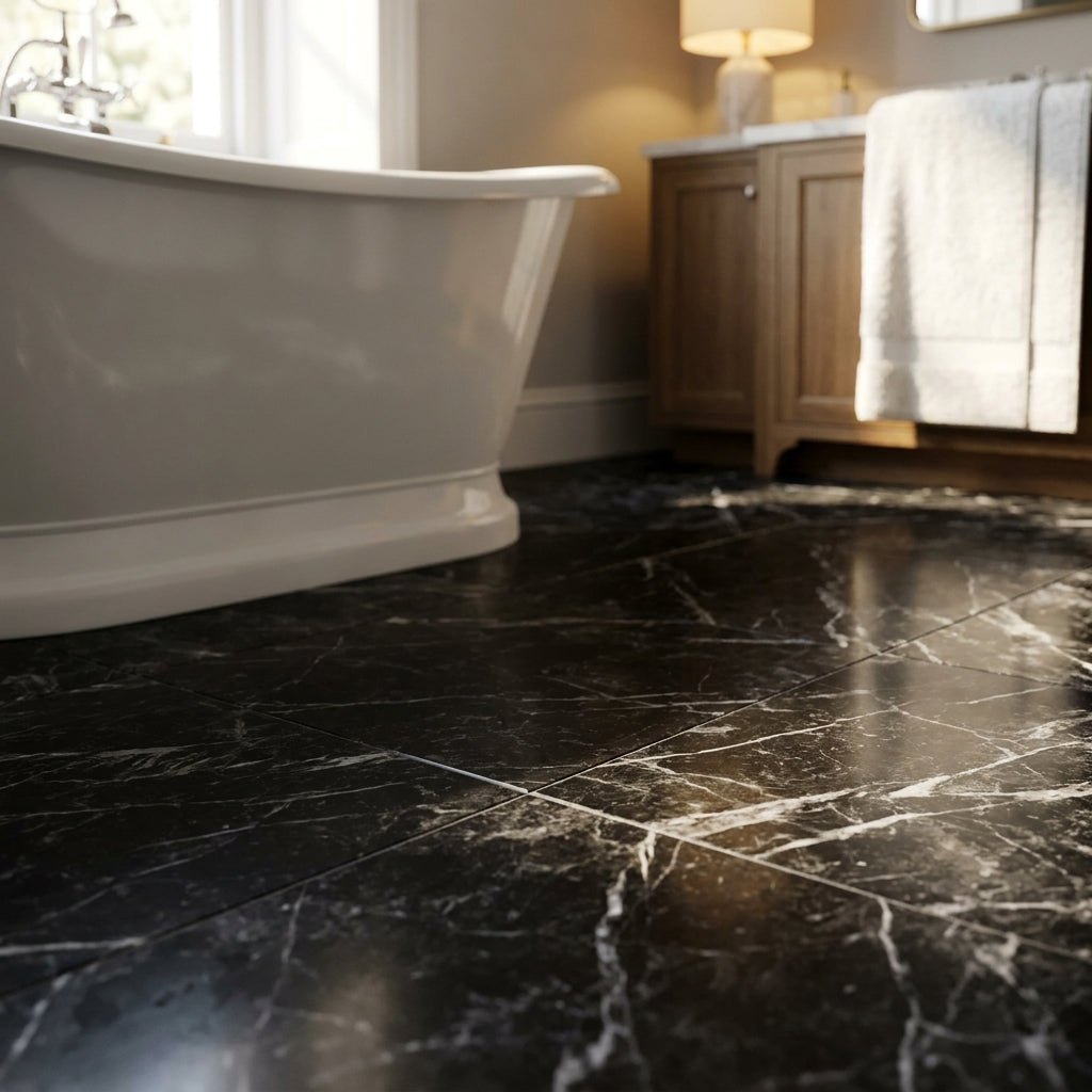 5mm Thick Black Granite Rigid Core Vinyl Flooring - Lifestyle Plus - detail view