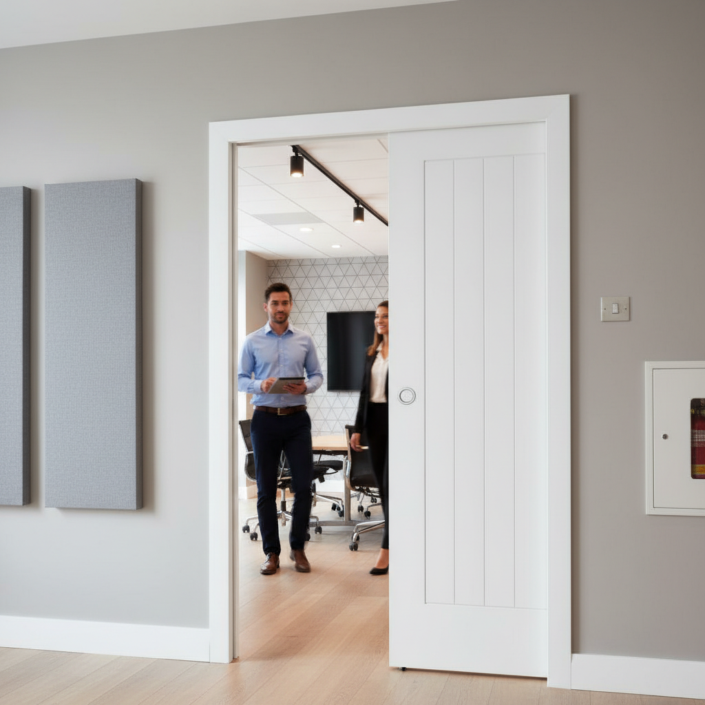 Premium Fire Rated Pocket Door System with Galvanised Steel Frame and Hardwood Jambs for Seamless Installation