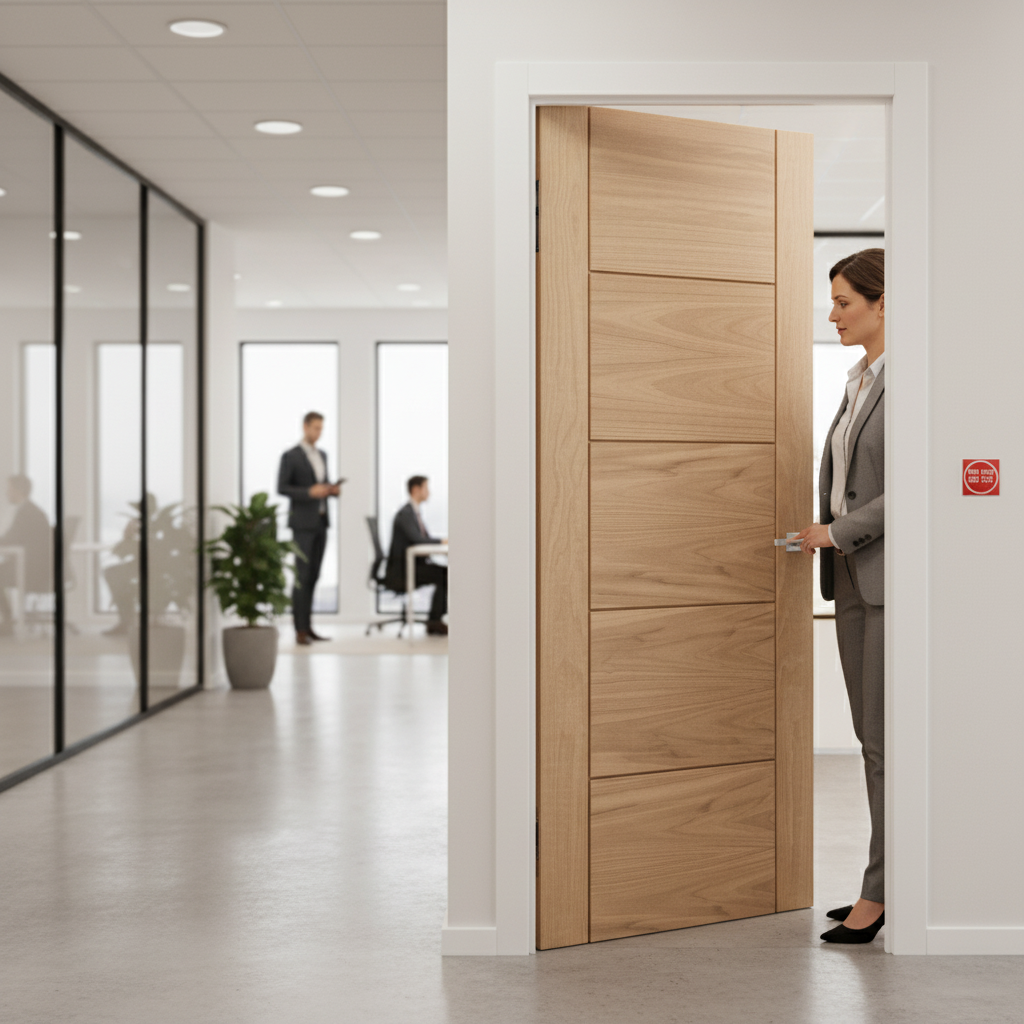 Premium Made-to-Measure FD30 Fire Door with Oak Veneer Finish - 30 Minutes Fire Resistance and Custom Sizing - Image 2