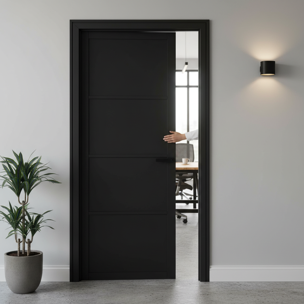 Premium Industrial Style Internal Door with Solid Engineered Core and Sleek Black Finish
