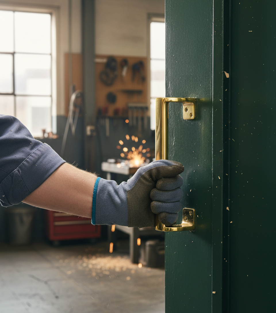 Premium Cranked Pull Handle with Oval Grip for Commercial Use - 225mm Length and 50mm Projection