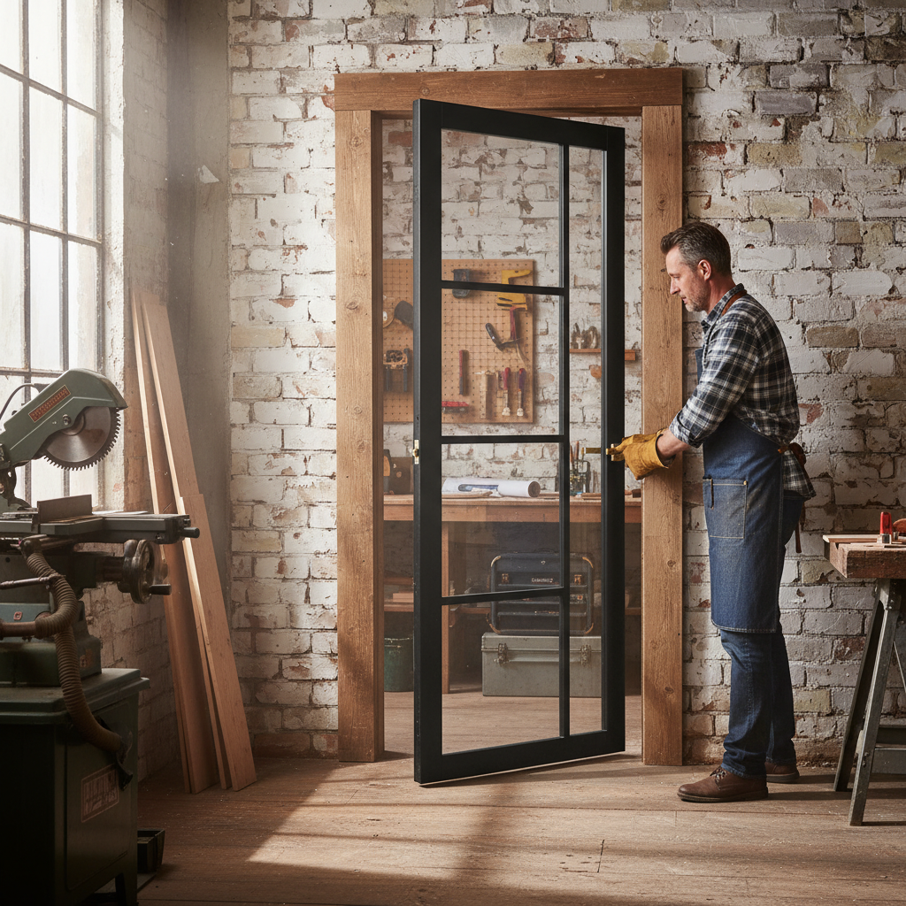 Premium Clear Glazed Industrial Style Door with Solid Core Construction and Elegant Design for Modern Interiors