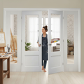 Premium Clear Glazed French Doors with Demi Panels - Stylish Room Divider with Universal Frame