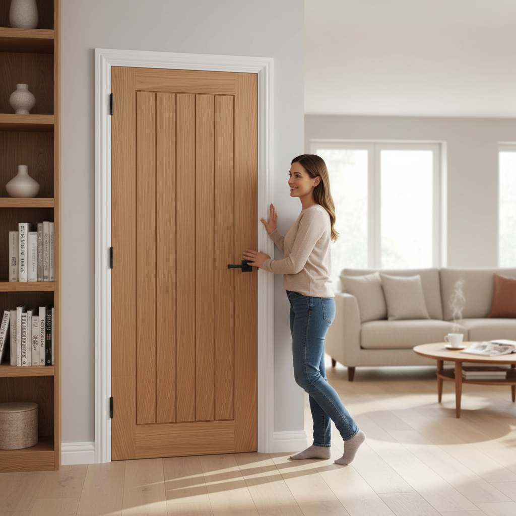 Premium Fully Finished Internal Oak Door with Engineered Construction and Tongue and Groove Design for Modern and Traditional Interiors