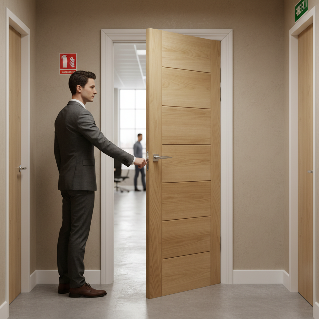 Premium Oak Fire Door with 1 Hour Fire Rating and Engineered Construction for Enhanced Stability and Performance