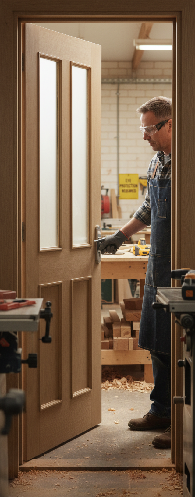Premium 2 Light Glazed Oak Door with Clear Tempered Safety Glass and Engineered Construction
