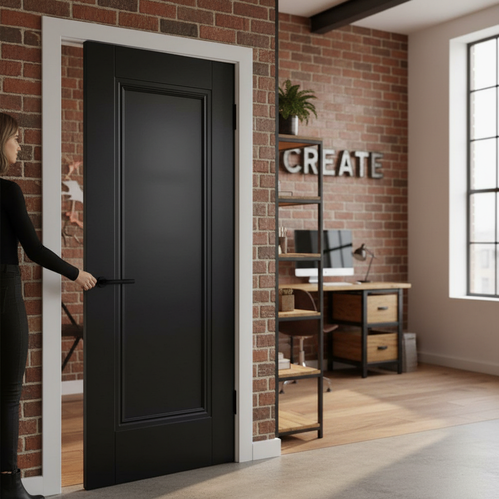 Premium Internal Fully Finished 1 Panel Elegance Door in Jet Black with Solid Core and Eco-Friendly Timber Construction
