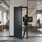 Premium Custom Made 3 Panel Industrial Style Door - Solid Core, Prefinished Black, Suitable for Pocket Door Systems