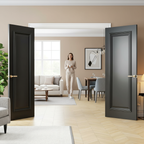 Premium Fully Finished Black Internal Door Pair with Solid Core and Distinctive Moulding for Modern and Traditional Home D?or