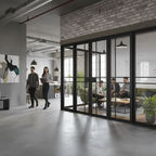 Premium Industrial Style Room Divider with Clear Safety Glass and Black Frame - Perfect for Home and Office Spaces