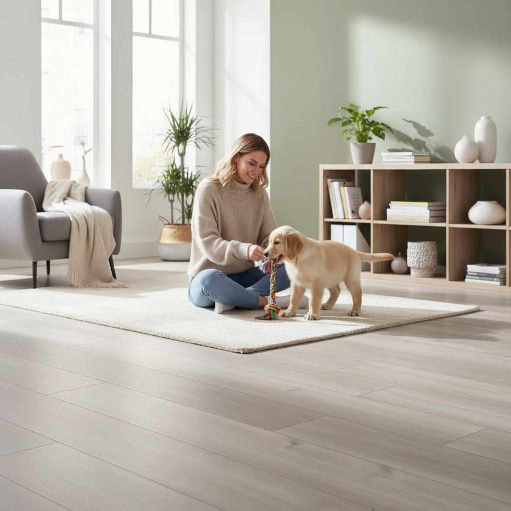 Premium 12mm Laminate Flooring with V-Grooved Edges for Solid Wood Appearance - Water-Resistant for Wet Areas