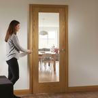 Premium Clear Glazed Internal Door with Toughened Safety Glass and A-Grade Oak Veneer