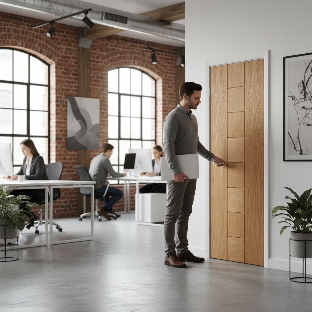 Premium Prefinished Oak Internal Door with Engineered Construction and Real Oak Inlays for Modern Style