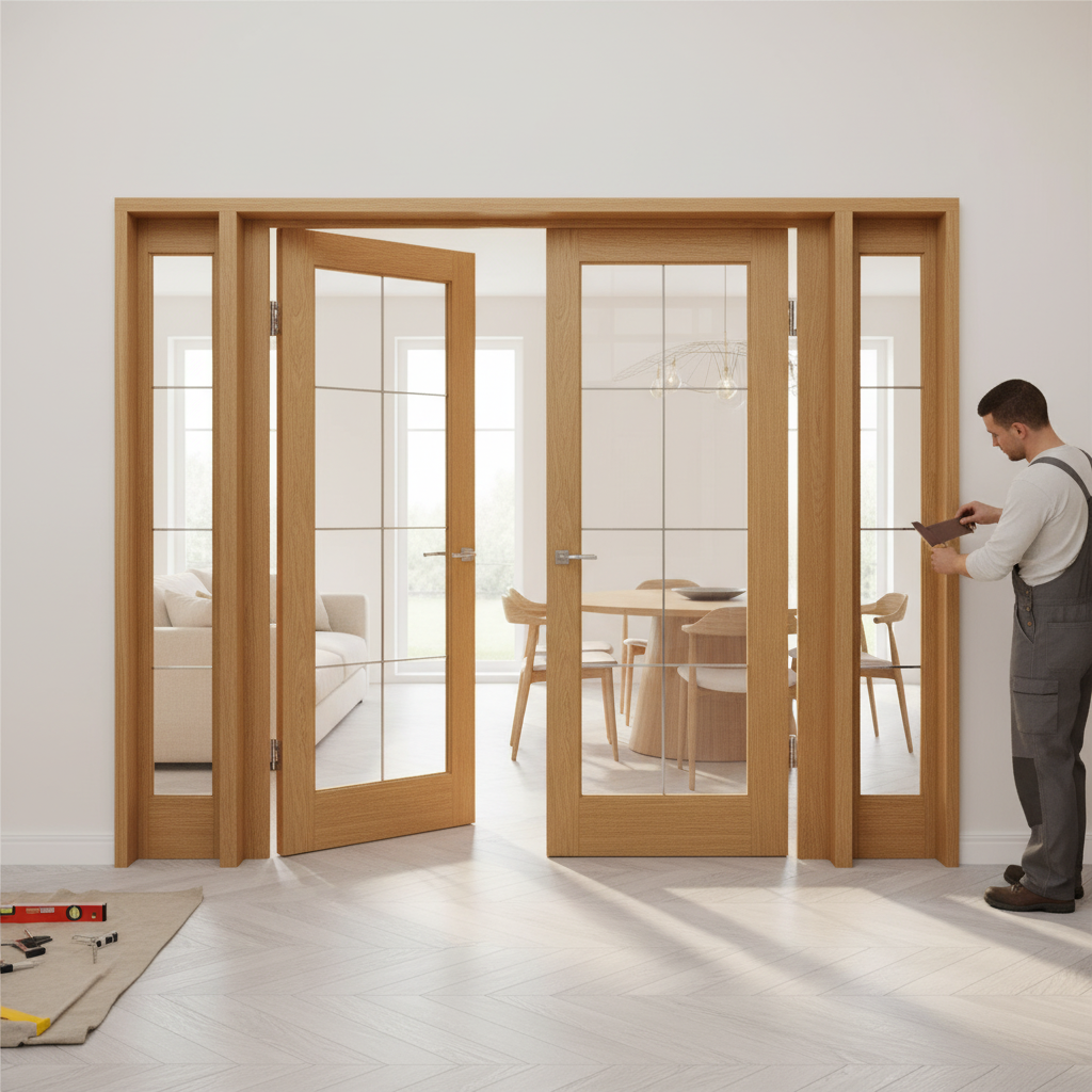 Premium Oak Internal Fully Finished Room Divider Door Frame Kit - Adjustable for 35mm Doors