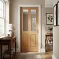 Internal Oak Fire Door FD30 Rated with 1 Light Clear Glass - Fully Finished