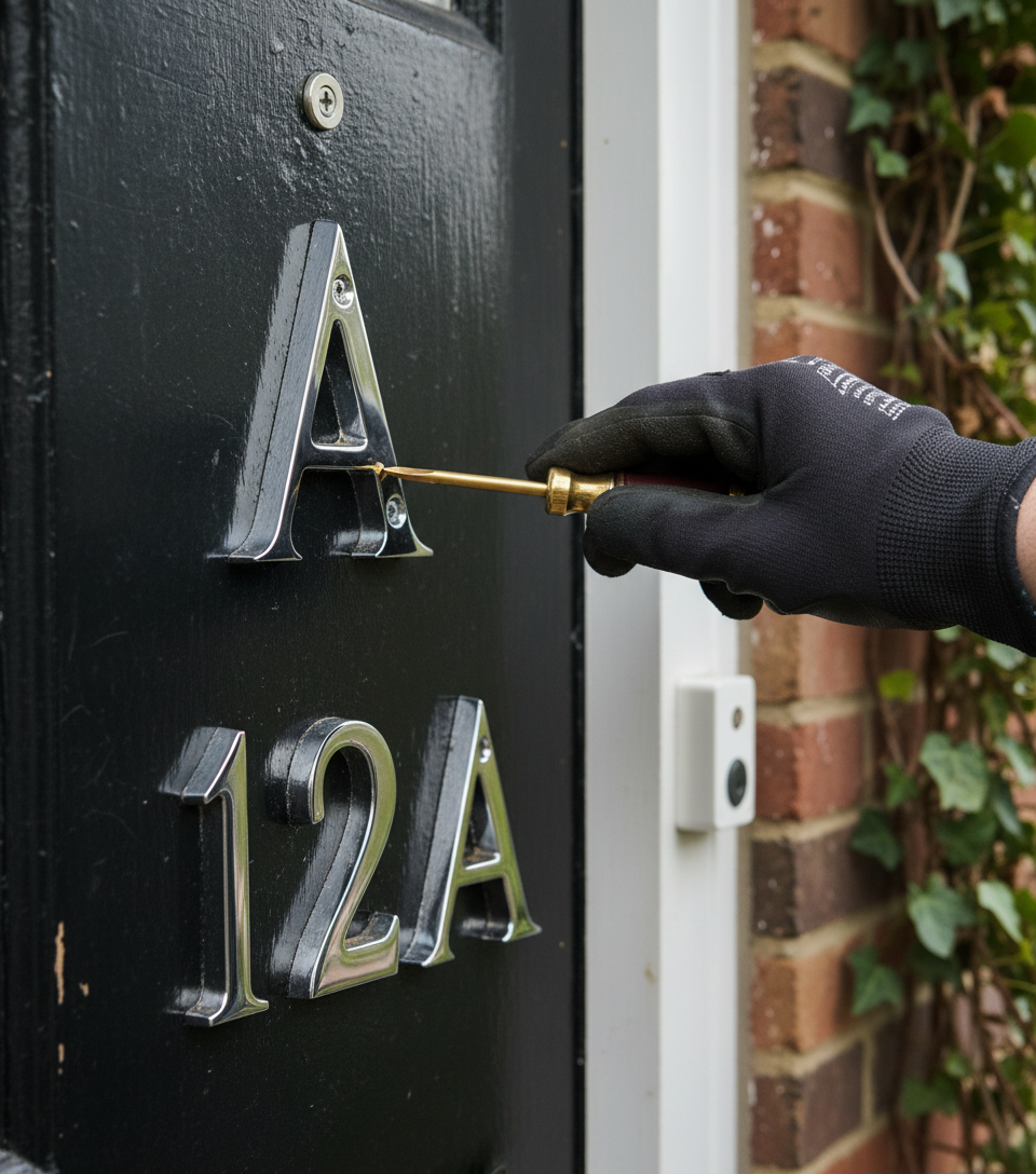 Premium Polished Chrome Victorian Door Letters with Fitting Screws - Elegant Design for Home and Office Use