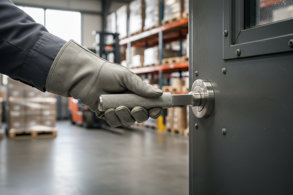 Premium Lever Handle on Round Rose - Contemporary Design with Knurled Finish, Pack of 2, 10mm Depth, 122mm Length