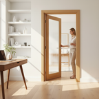 Premium Fully Finished Internal Door with Clear Tempered Glass and Engineered Construction for Strength and Stability
