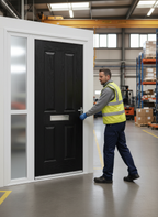 Premium External Fire Door Set with Sidelight - Solid-Core GRP, 30 Minute Fire Resistance, Multipoint Locking, and Thermal Efficiency