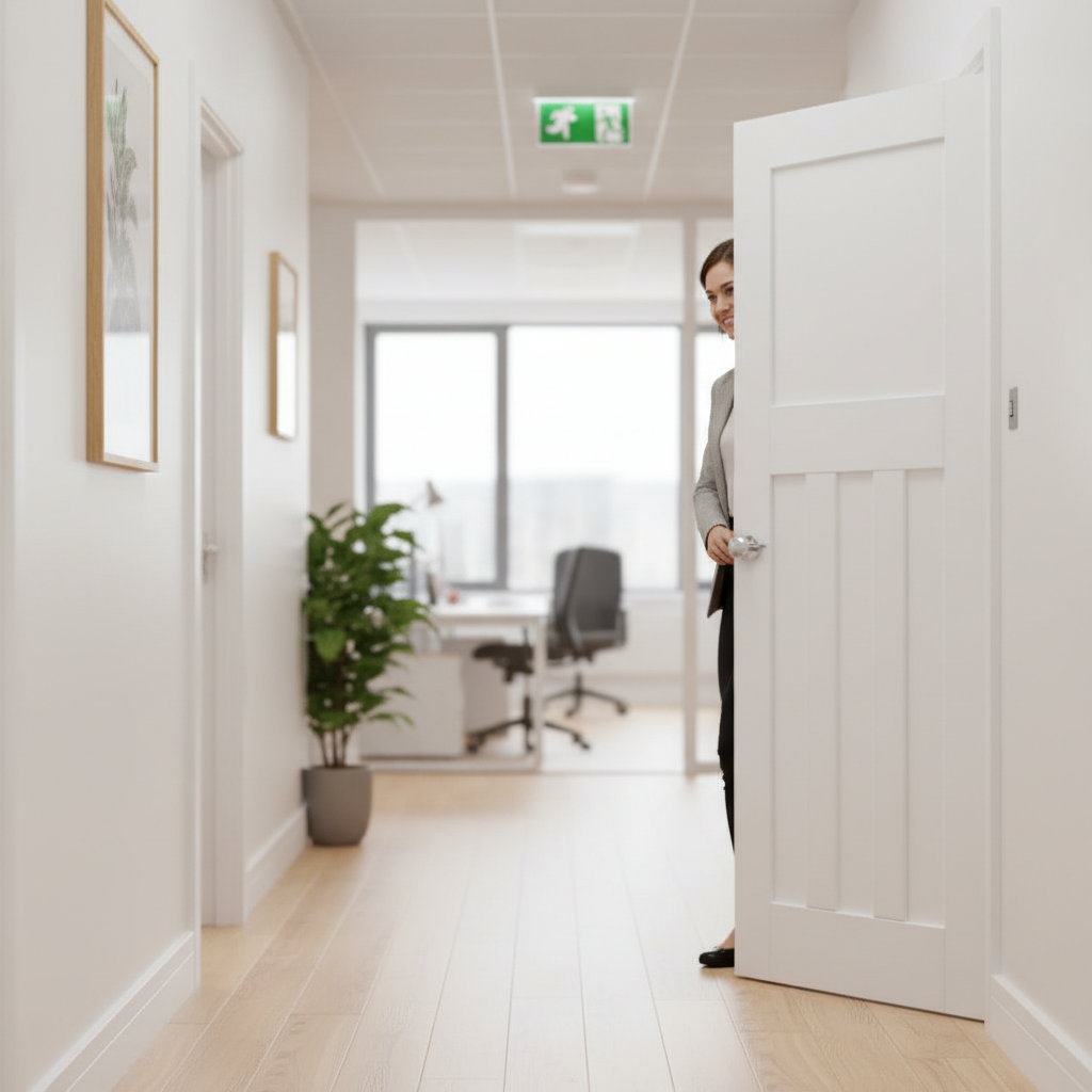 Premium White Internal Door with Engineered Construction and Double Coating for Enhanced Stability