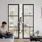 Premium Clear Glazed Double Pocket Door Set with Galvanised Steel Frame and Adjustable Jamb Kit