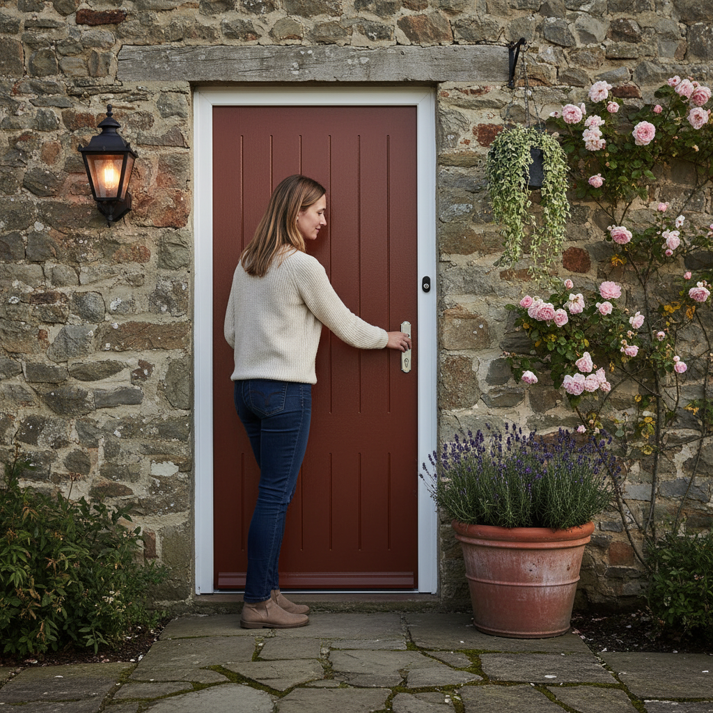 Premium Custom Made Cottage Style External Door with Solid Merbau Hardwood, 44mm Thickness, and Choice of RAL Colors