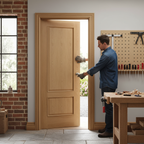 Premium Custom Made Oak Internal Door with Elegant Raised Mouldings - High-Quality Professional Grade for Industrial and Commercial Applications