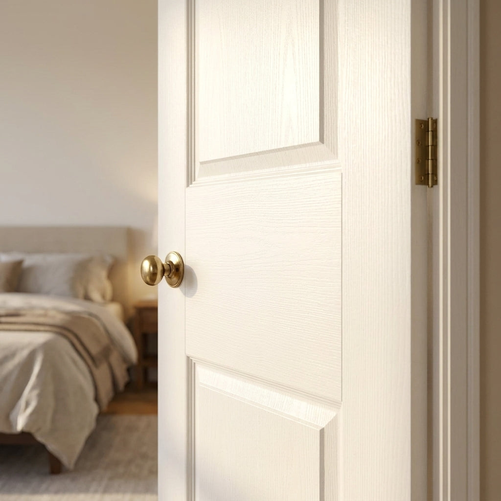 Internal Bi-Fold Door, White, Primed Finish, Victorian Shaker 4 Panel - detail view