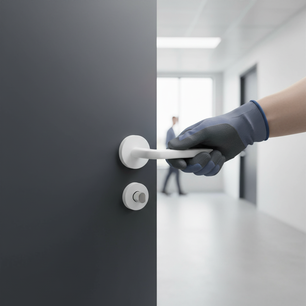 Premium Industrial Round Rose Slim Lever Door Handle Set - Matt White Finish with Magnetic Latch for Contemporary Interiors - Image 2