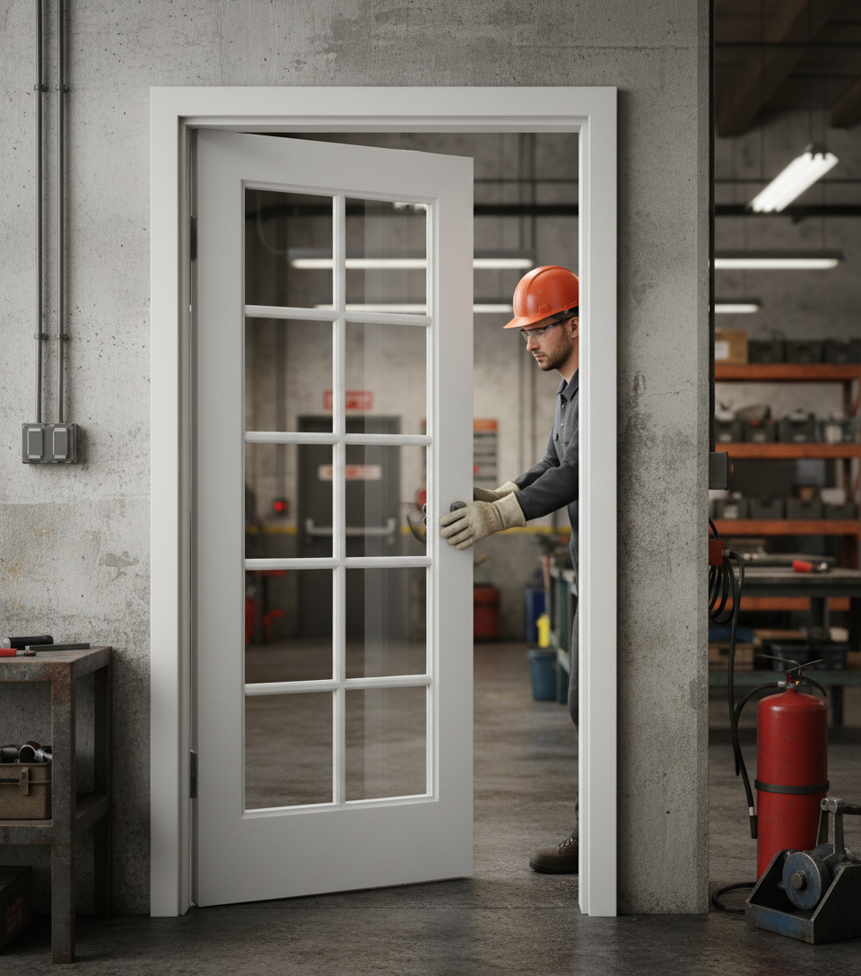 Premium Custom Made White Primed FD30 Clear Glazed Fire Door - Bespoke Internal Fire Safety Solution