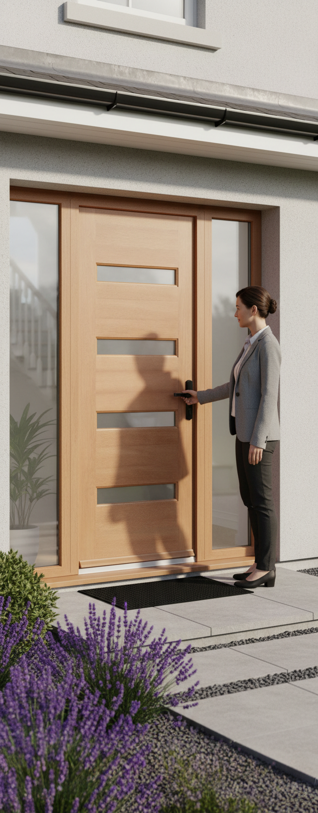 Premium Contemporary External Door with Frosted Glass Panels for Unique Entrances