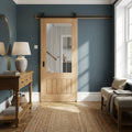 Internal Oak Sliding Door Unfinished Solid Core with 1 Light Obscure Glass Panel