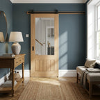 Internal Oak Sliding Door Unfinished Solid Core with 1 Light Obscure Glass Panel
