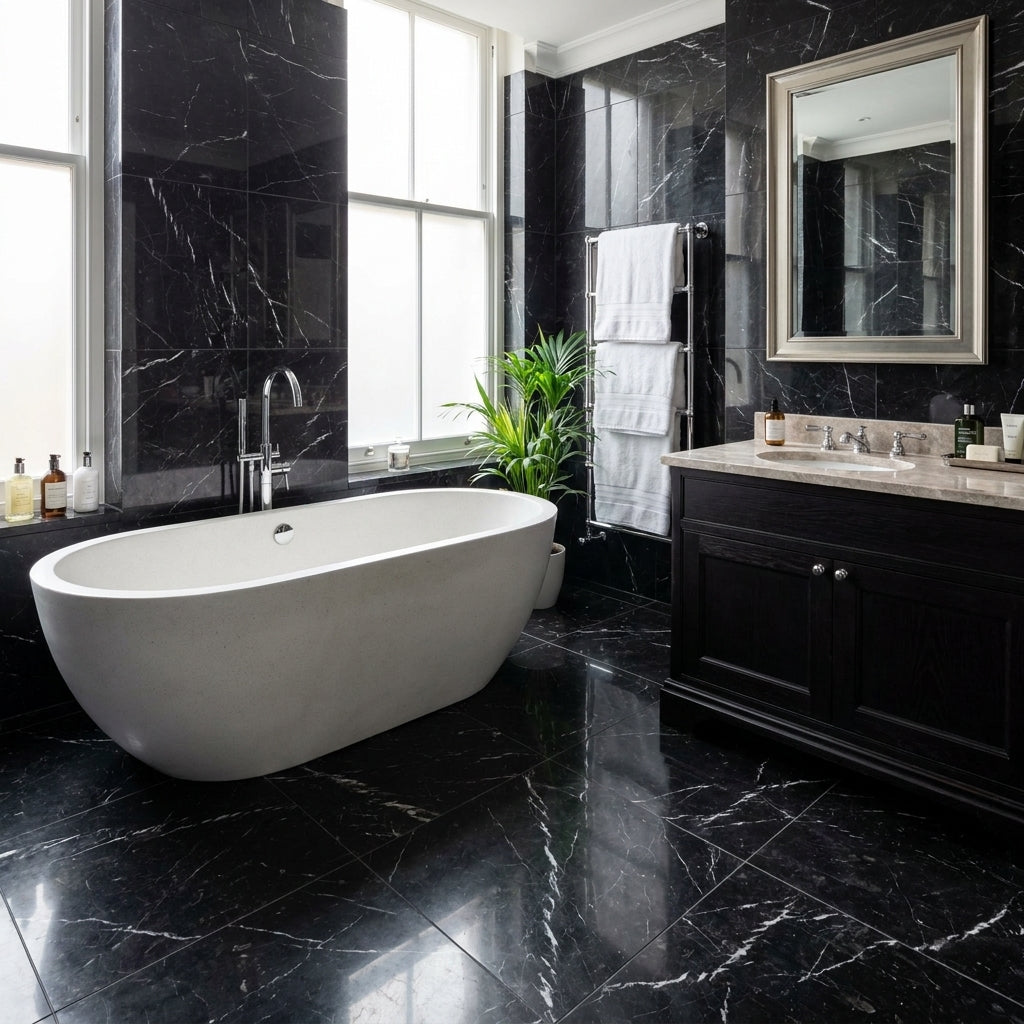 5mm Thick Black Granite Rigid Core Vinyl Flooring - Lifestyle Plus